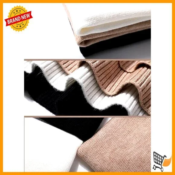 Chunky Knit Turtleneck Sweater Oversized Pullover High Low Hem Trendy Fall - Picture 5 of 7